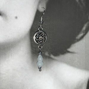 Handcrafted Dangling Jade Stone Earrings buddhastoneshop